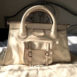Chloe Edith Leather Satchel in Cream